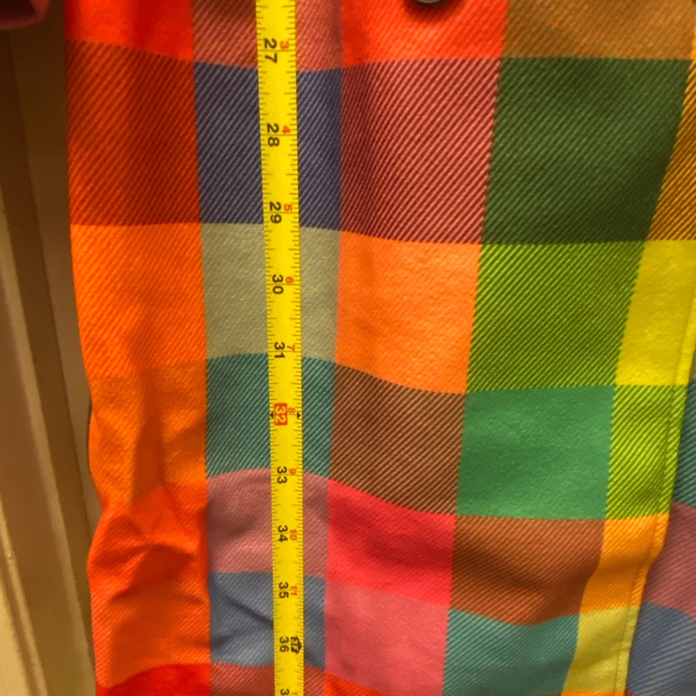 🎉Colorful Checkered Plaid Double Breasted belted Trench Coat - Picture 6 of 12